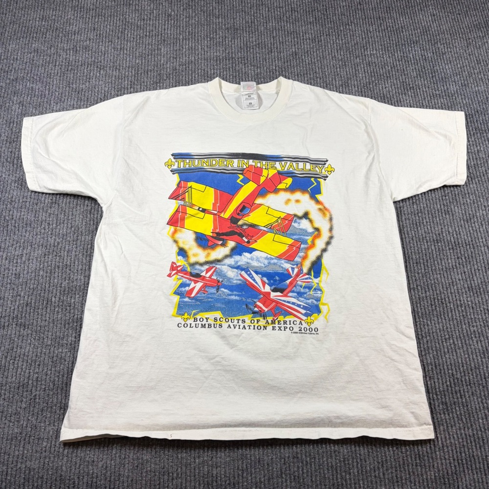 Fruit of the Loom Shirt Men's XL Boy Scouts Columbus Aviation Expo 2000 White